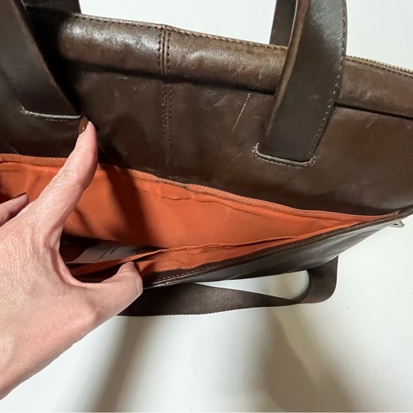 Knomo London Brown Leather 17”x 12" Professional Laptop/Briefcase Work Office - Picture 4 of 8